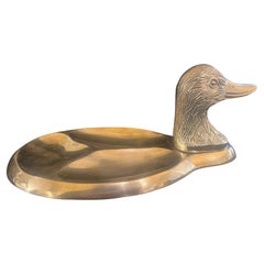 Vintage American Classic solid Polished Brass Duck Catch it all Bowl