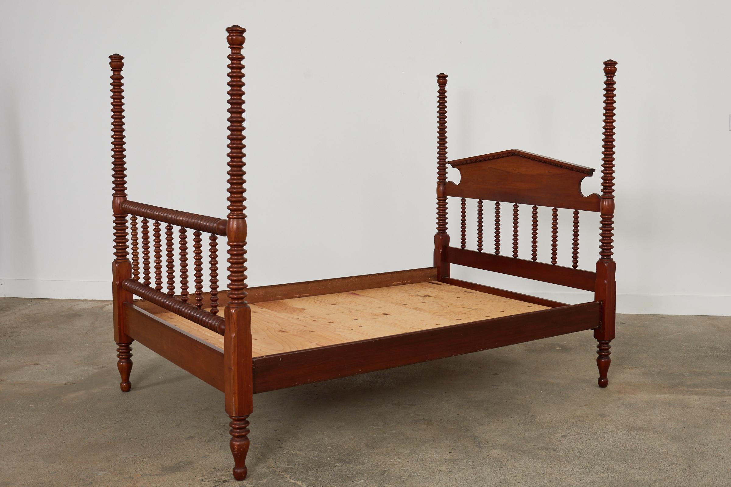 American Classical Bobbin Turned Fruitwood Spindle Bed For Sale 7