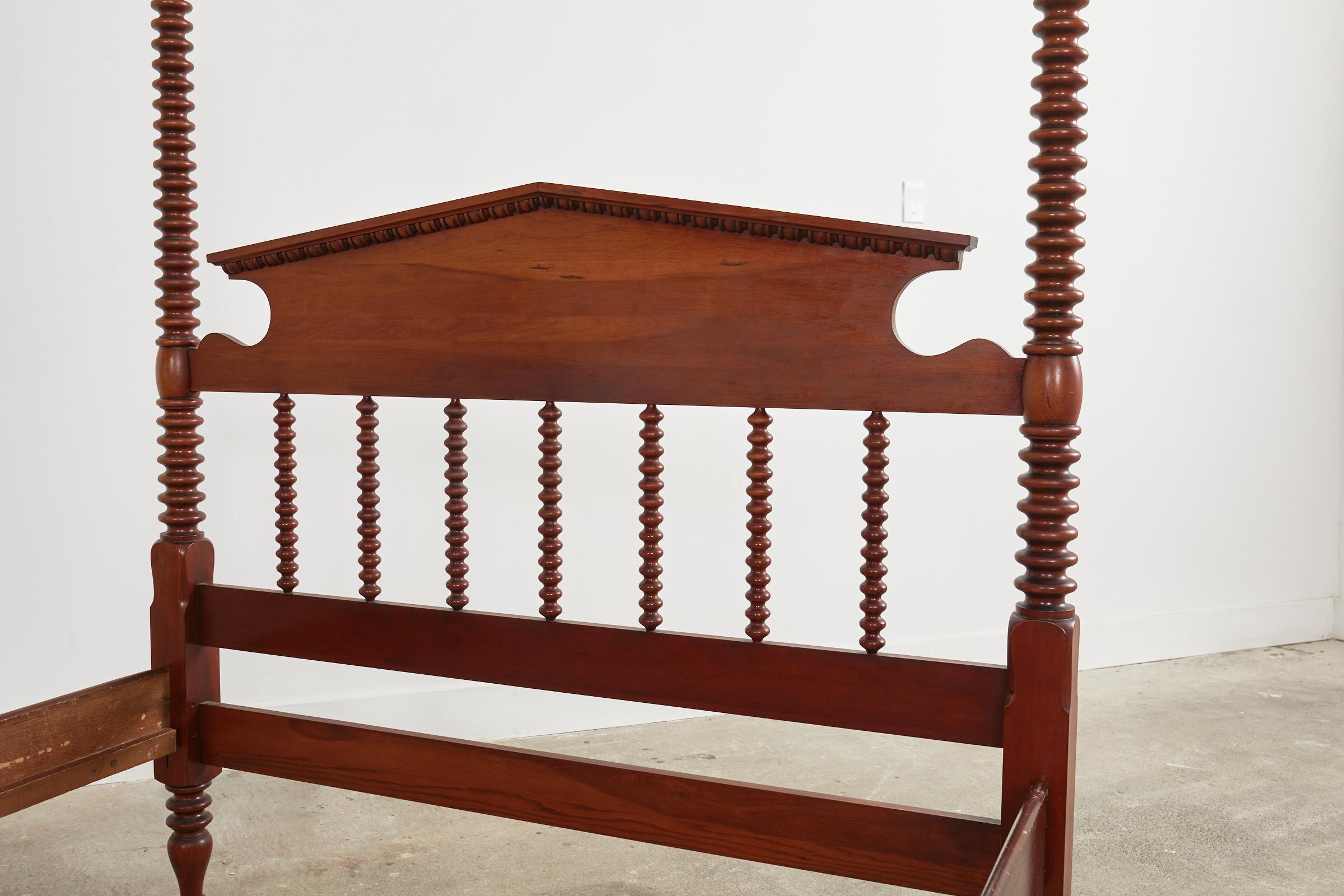 American Classical Bobbin Turned Fruitwood Spindle Bed For Sale 8