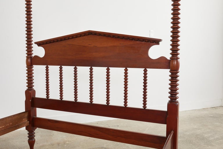 American Classical Bobbin Turned Fruitwood Spindle Bed For Sale at 1stDibs