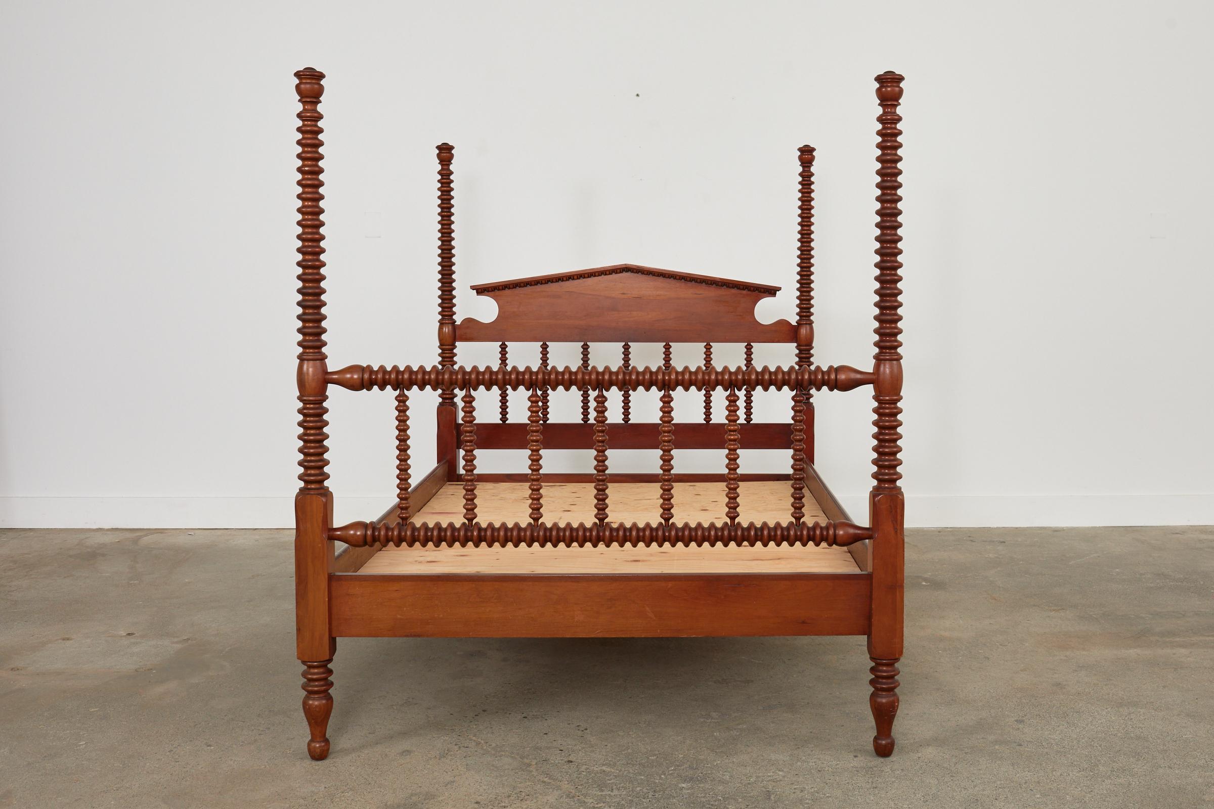 American Classical Bobbin Turned Fruitwood Spindle Bed For Sale 9
