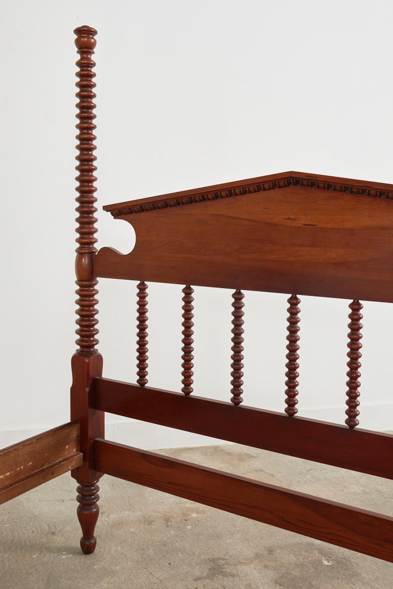 American Classical Bobbin Turned Fruitwood Spindle Bed For Sale at 1stDibs