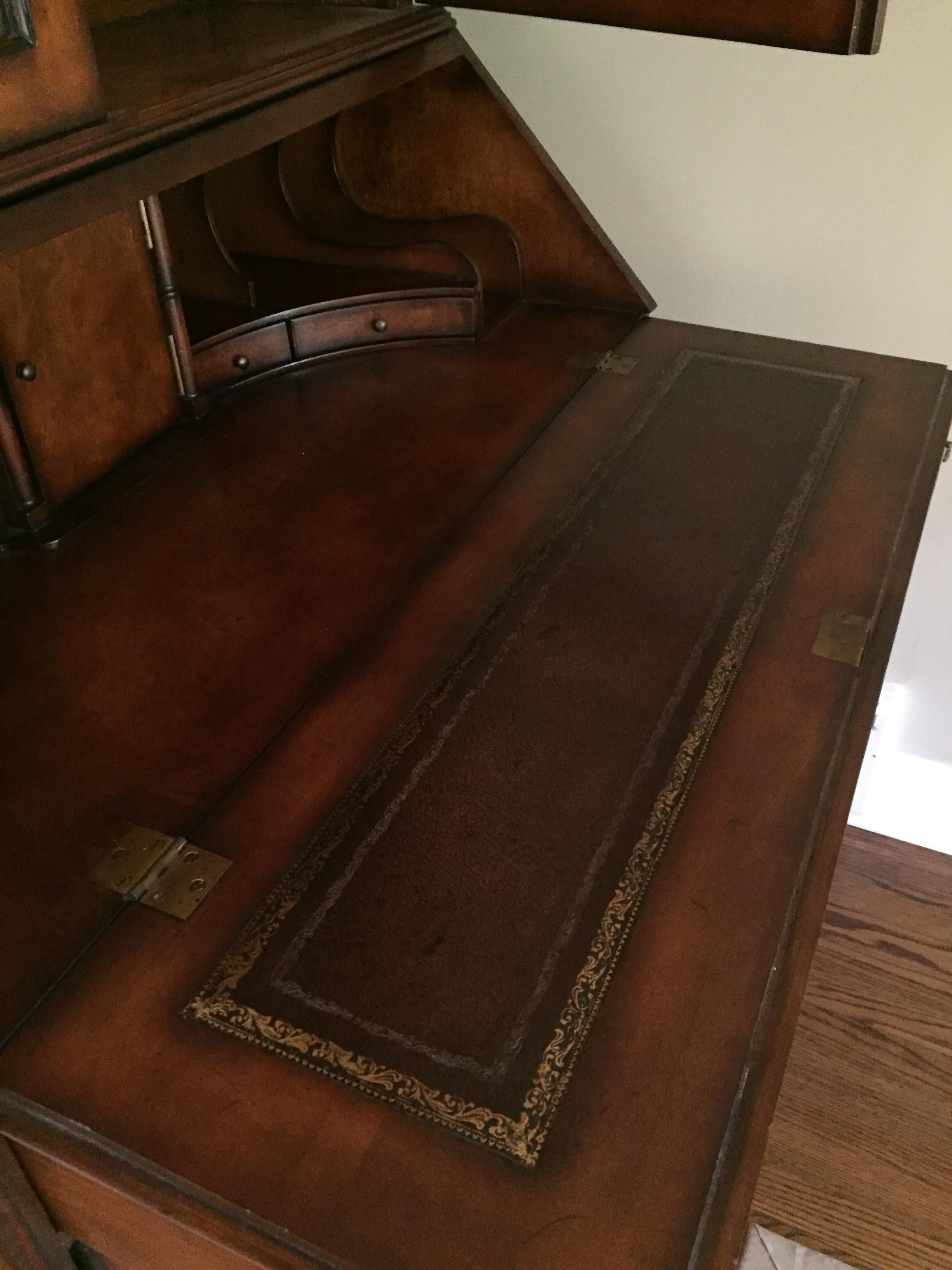 Leather American Classical Bristol House at Beacon Hill Secretary Desk and Cabinet