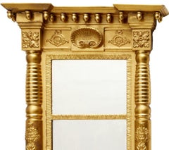 American Classical Carved Giltwood Pier Mirror with Floral and Shell Decoration