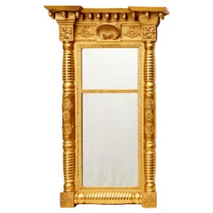 American Classical Carved Giltwood Pier Mirror with Floral and Shell Decoration
