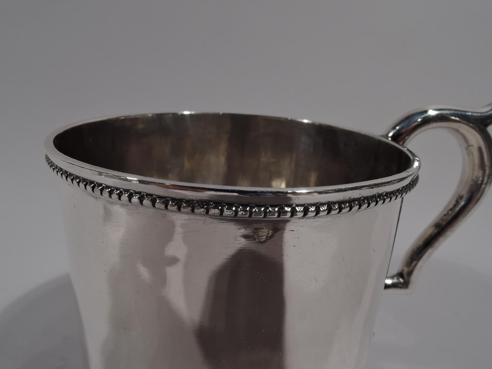 19th Century American Classical Coin Silver Baby Cup by Illinois State Society