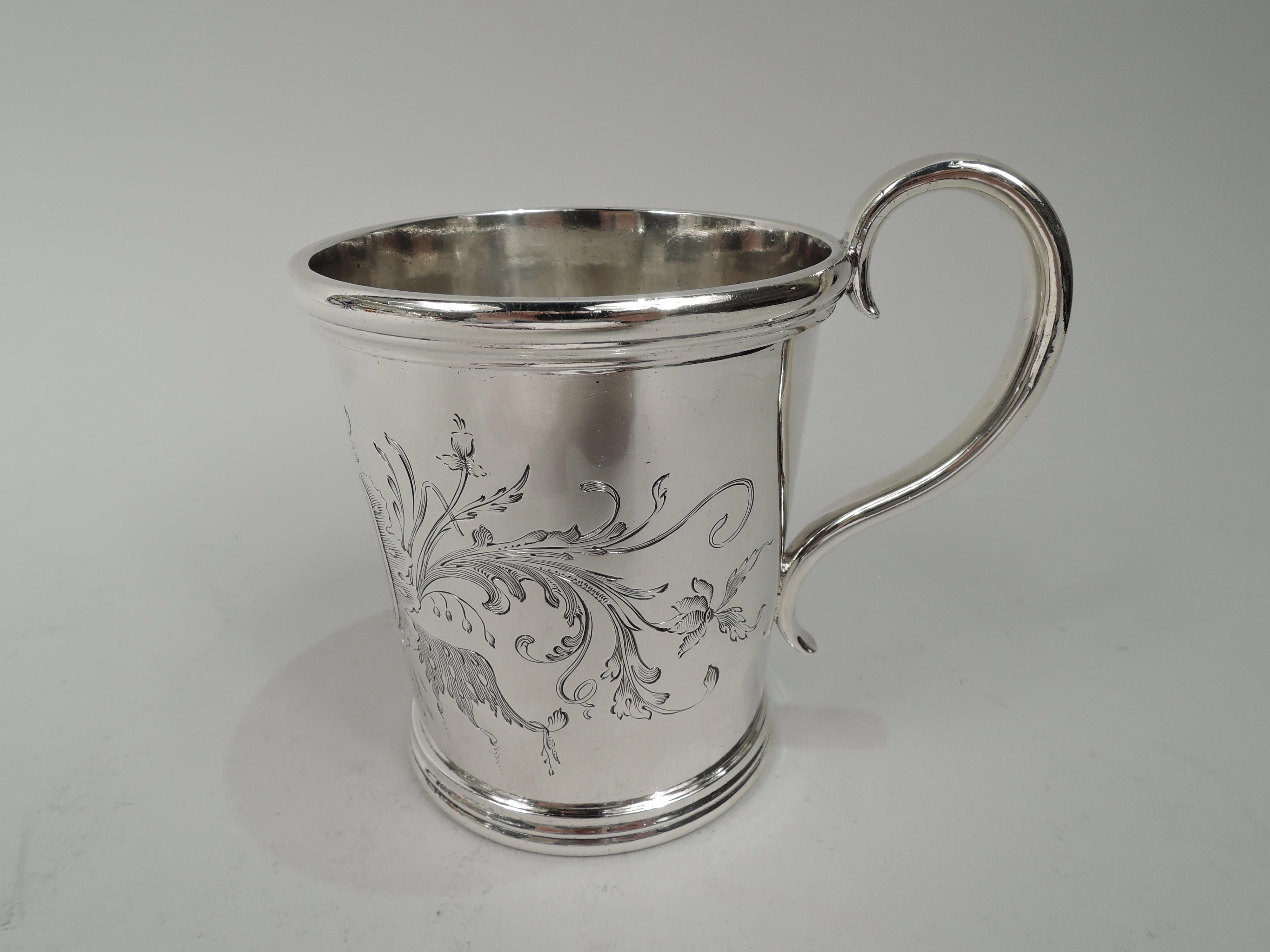19th Century American Classical Coin Silver Baby Cup by Lincoln & Reed in Boston