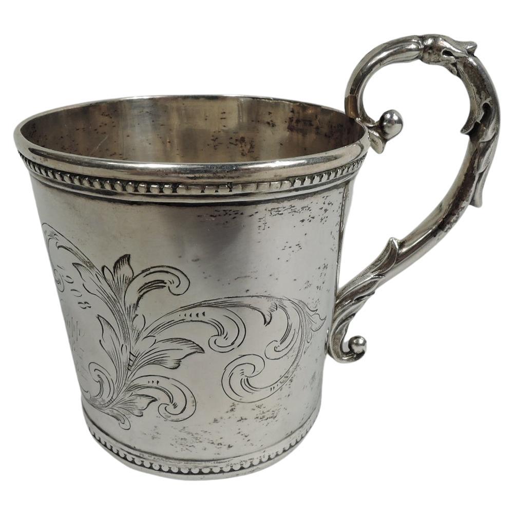 American Classical Coin Silver Christening Mug by Tifft & Whiting For Sale