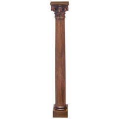 Antique American Classical Column Oak Pedestal