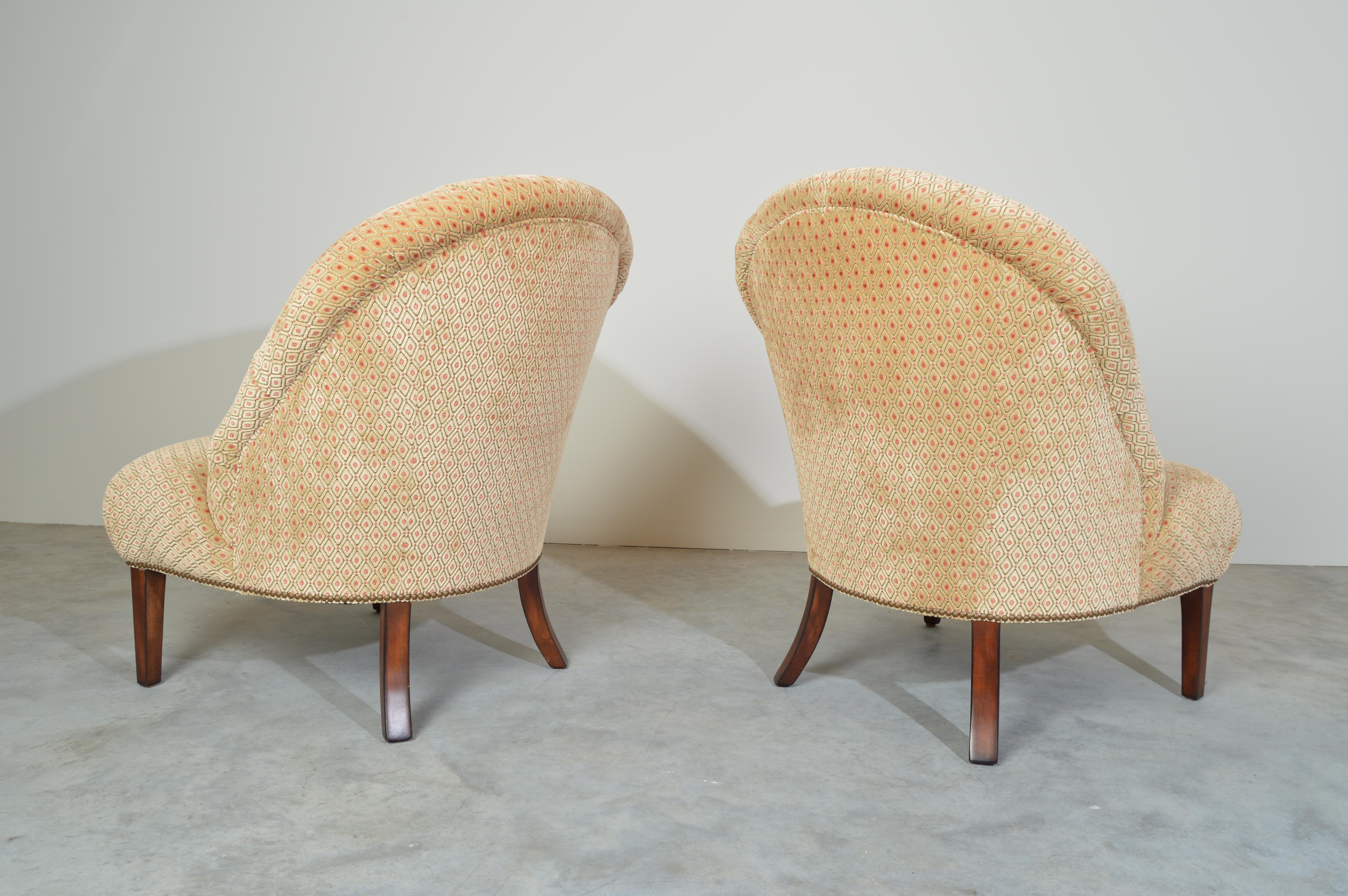 Upholstery American Classical Edward Ferrell Tufted Slipper/Lounge Chairs