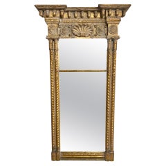 American Classical Gilt Pier Mirror with Acorn, Shell, and Medallion Carvings