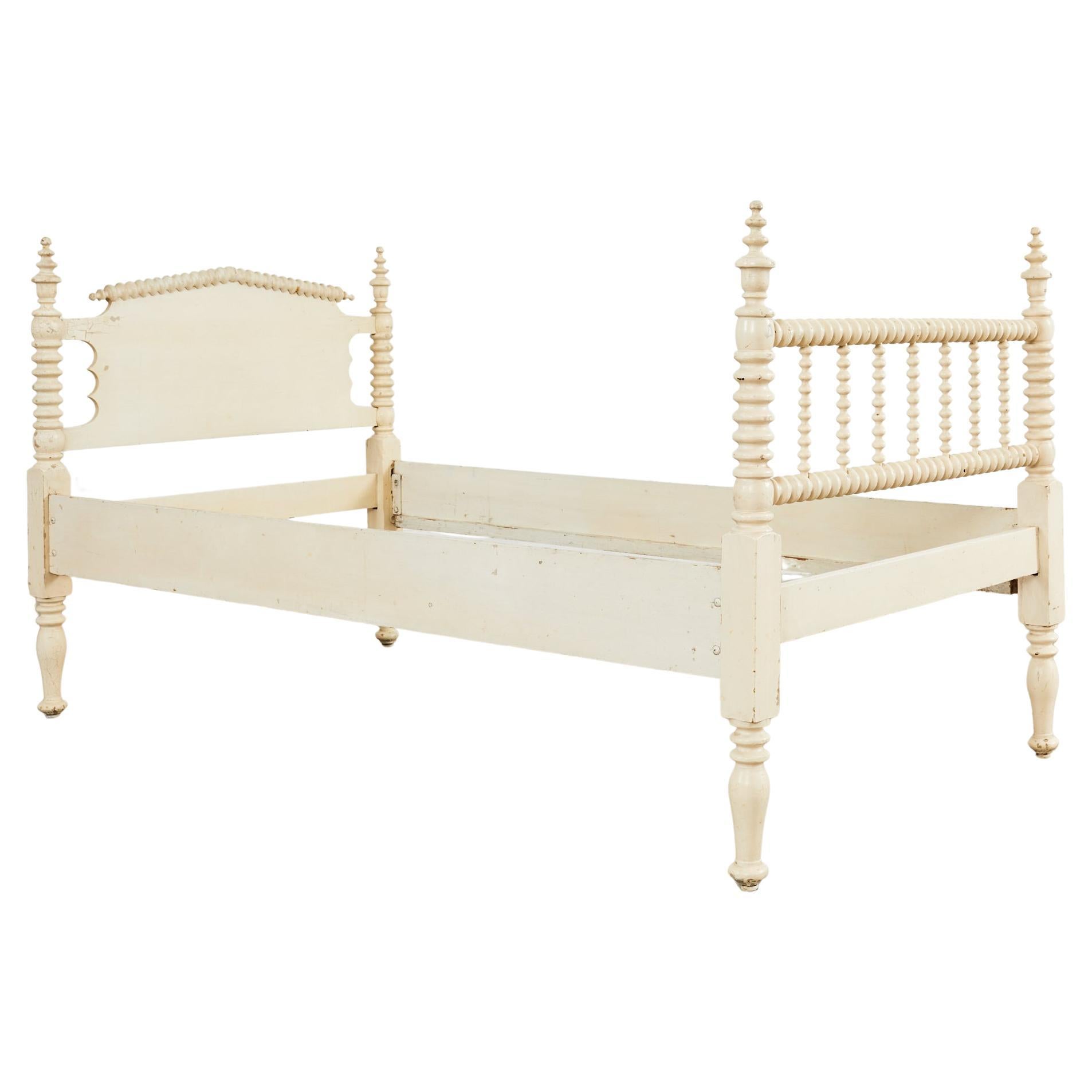 American Classical Jenny Lind Bobbin Turned Painted Spool Bed For Sale