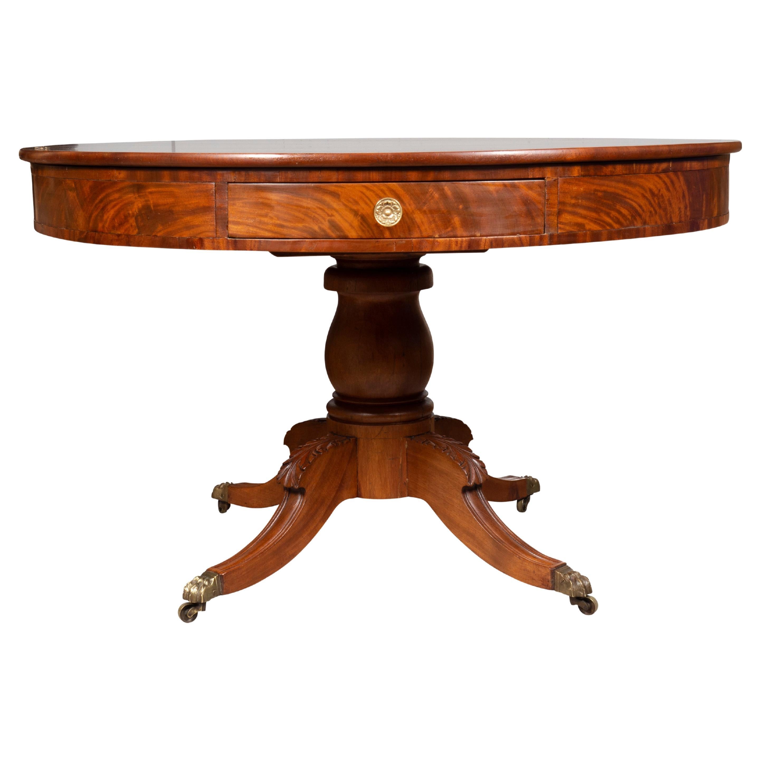 American Classical Mahogany Drum Table For Sale