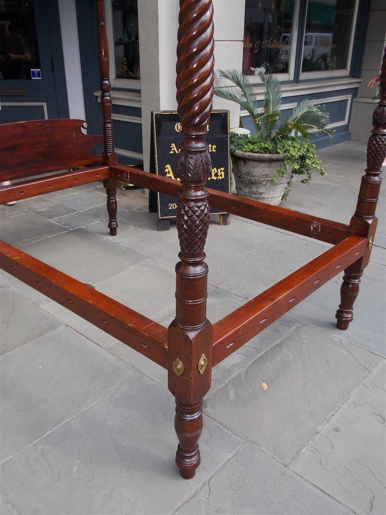 American Classical Mahogany Four Poster Tester Bed, Attrib. S. McIntire