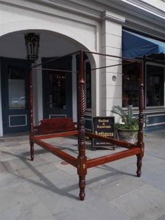 American Classical Mahogany Four Poster Tester Bed, Attrib. S. McIntire C. 1800