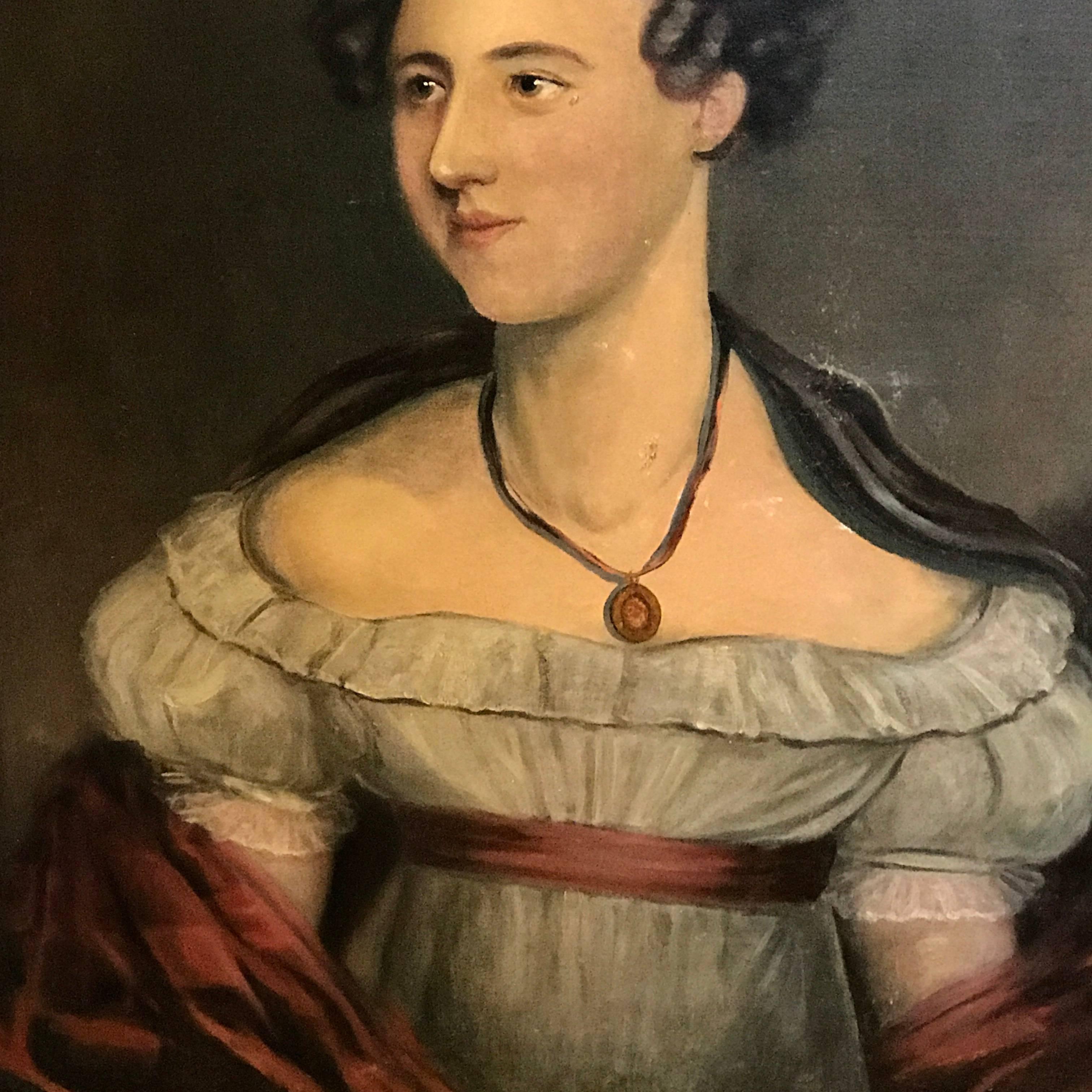 American Classical Portrait of a Lady In Good Condition For Sale In West Palm Beach, FL