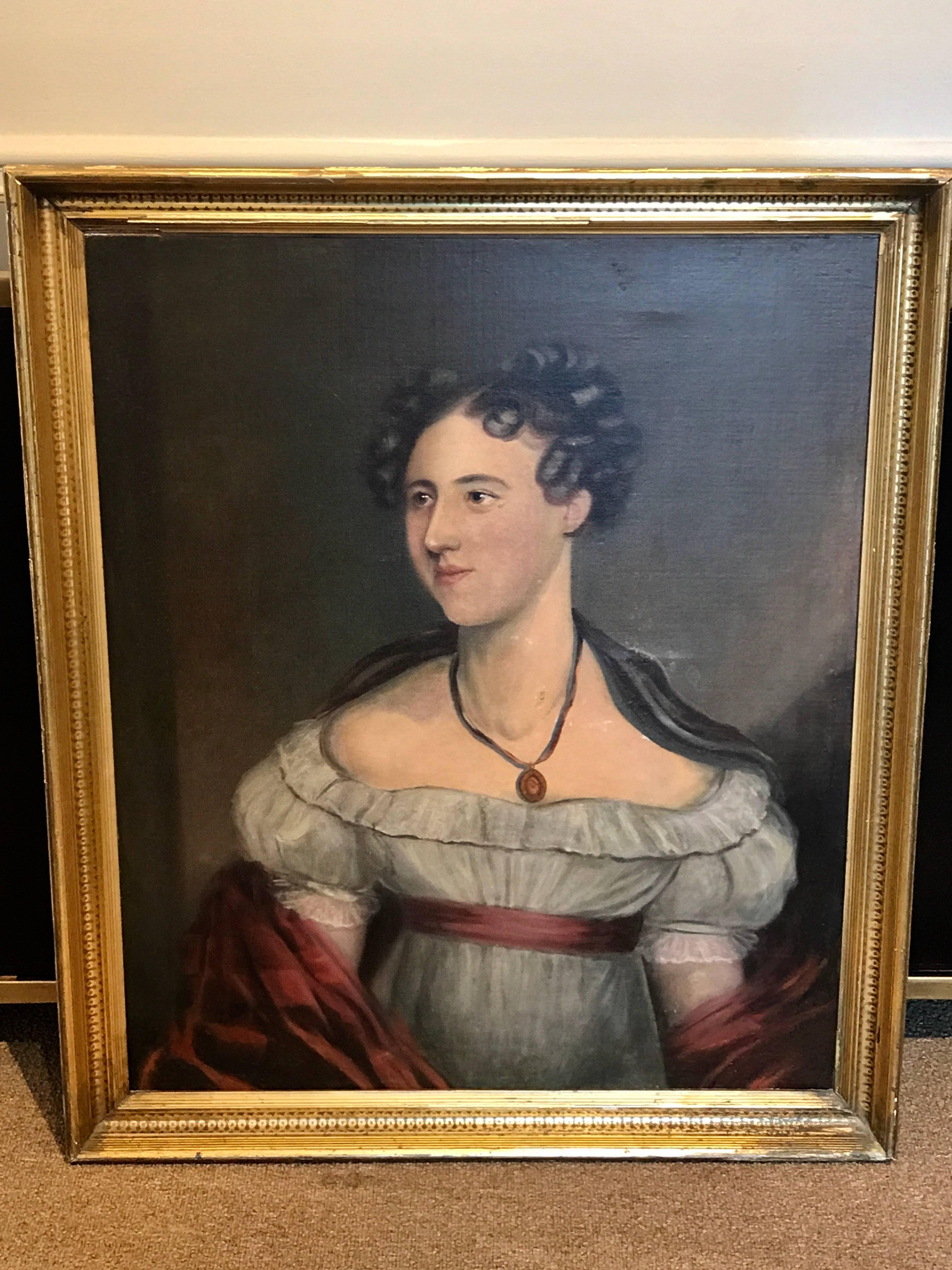 Early 19th Century American Classical Portrait of a Lady For Sale