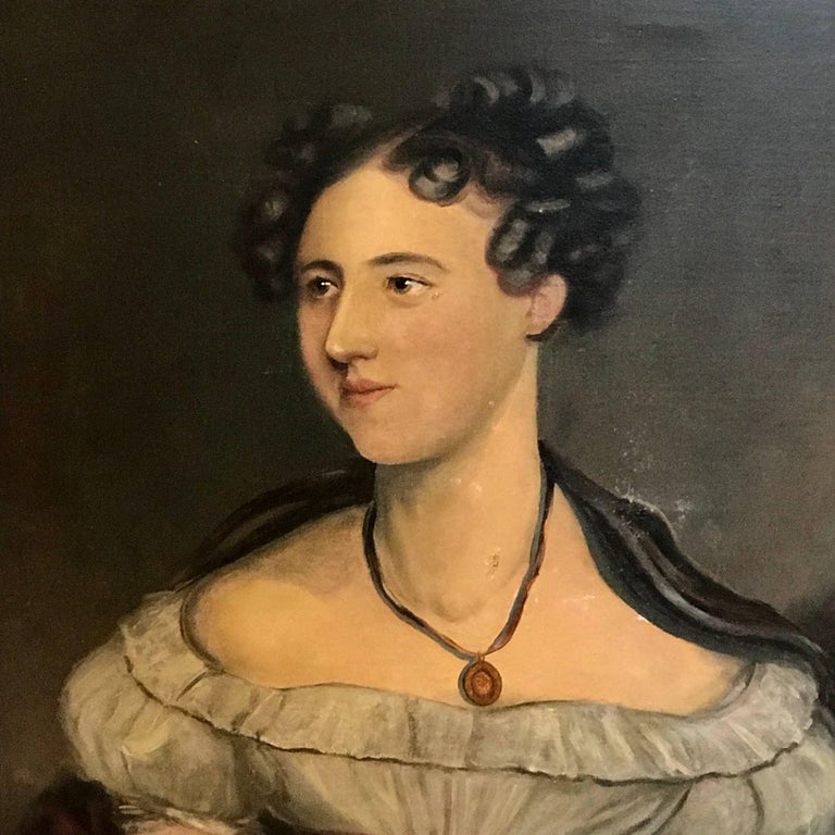 Canvas American Classical Portrait of a Lady For Sale