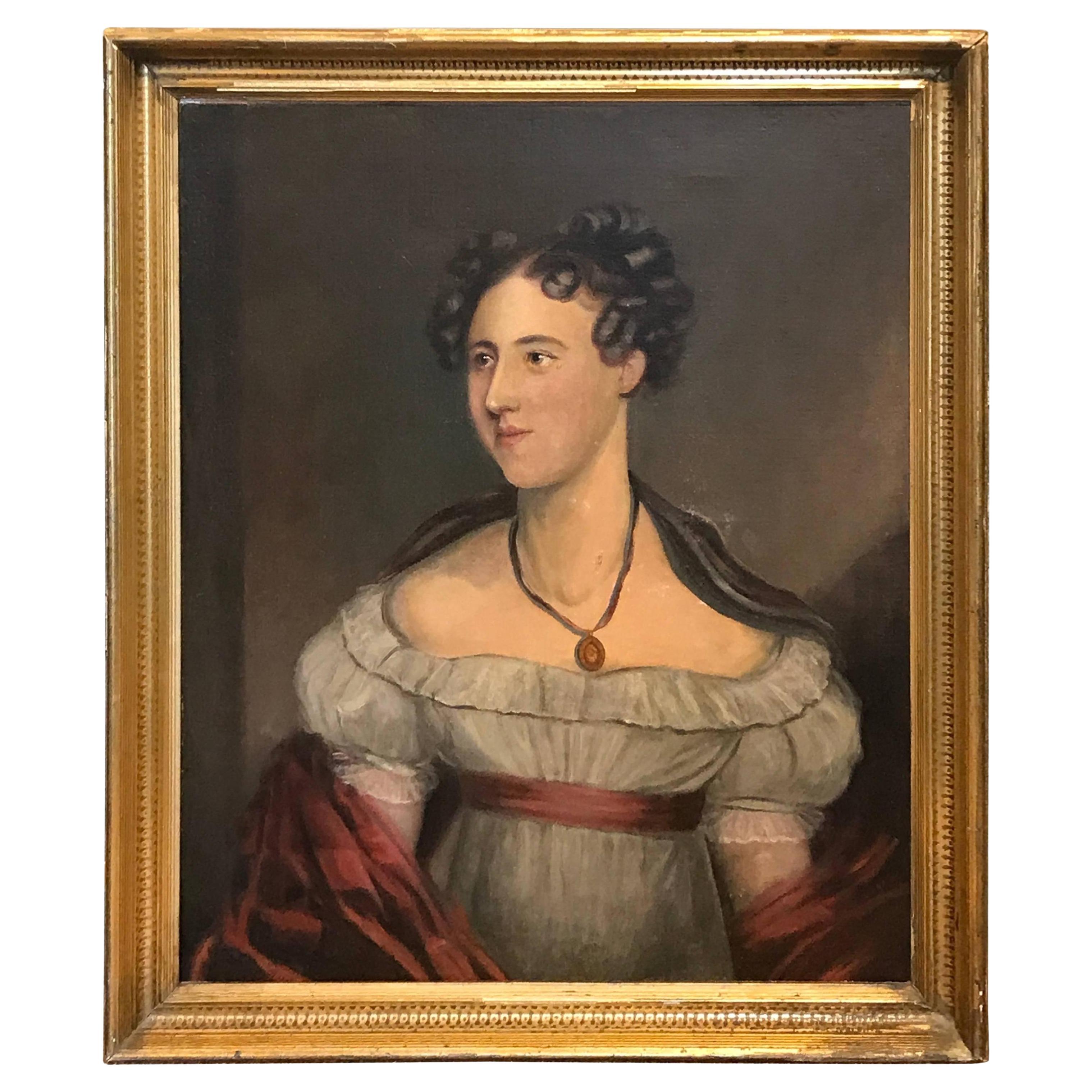 American Classical Portrait of a Lady For Sale
