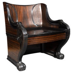American Classical Revival Macassar Ebony Throne Chair From The Frick Estate