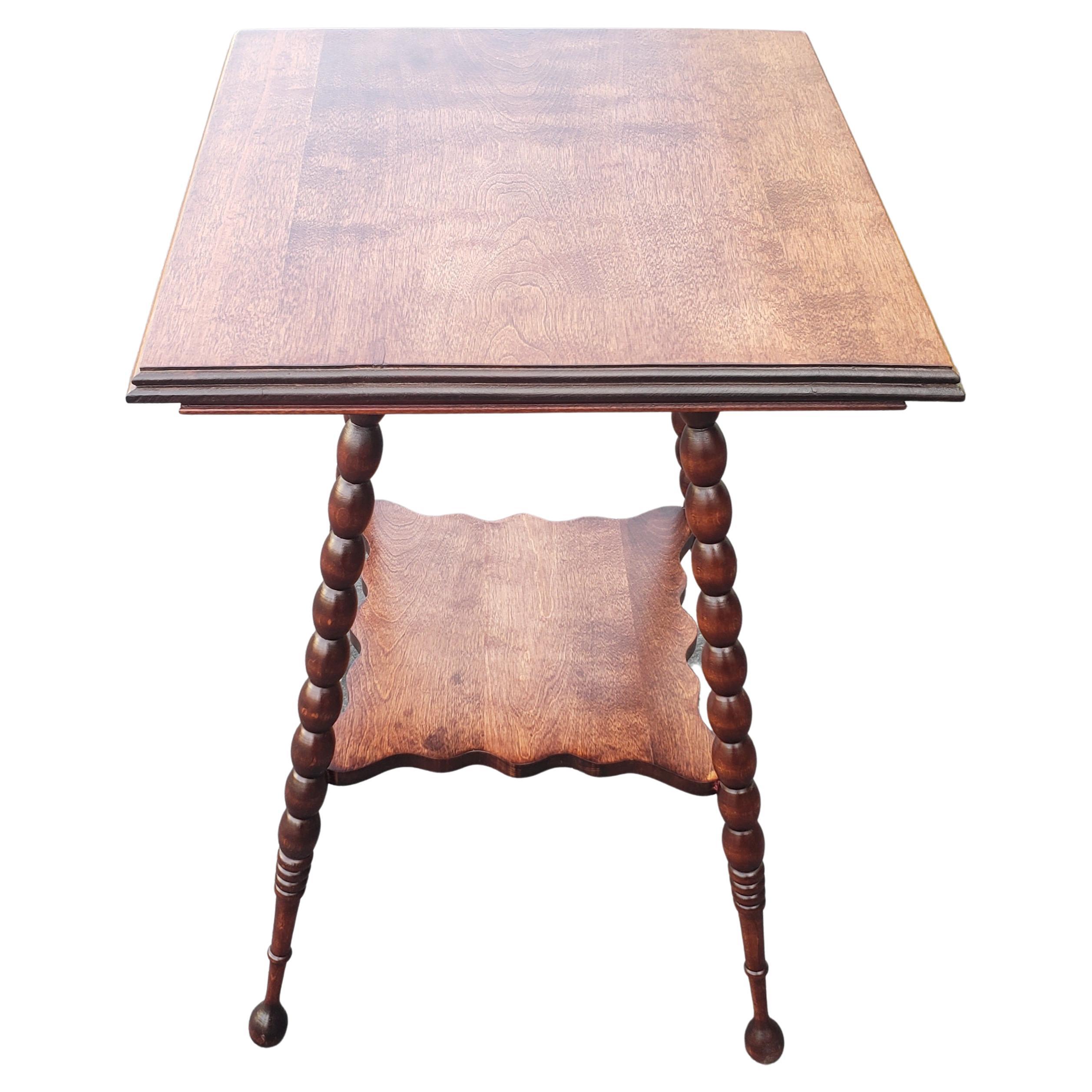 Hand-Crafted American Classical Solid Cherry Bobbing Legs Parlor, Occasional Table, C 1940s