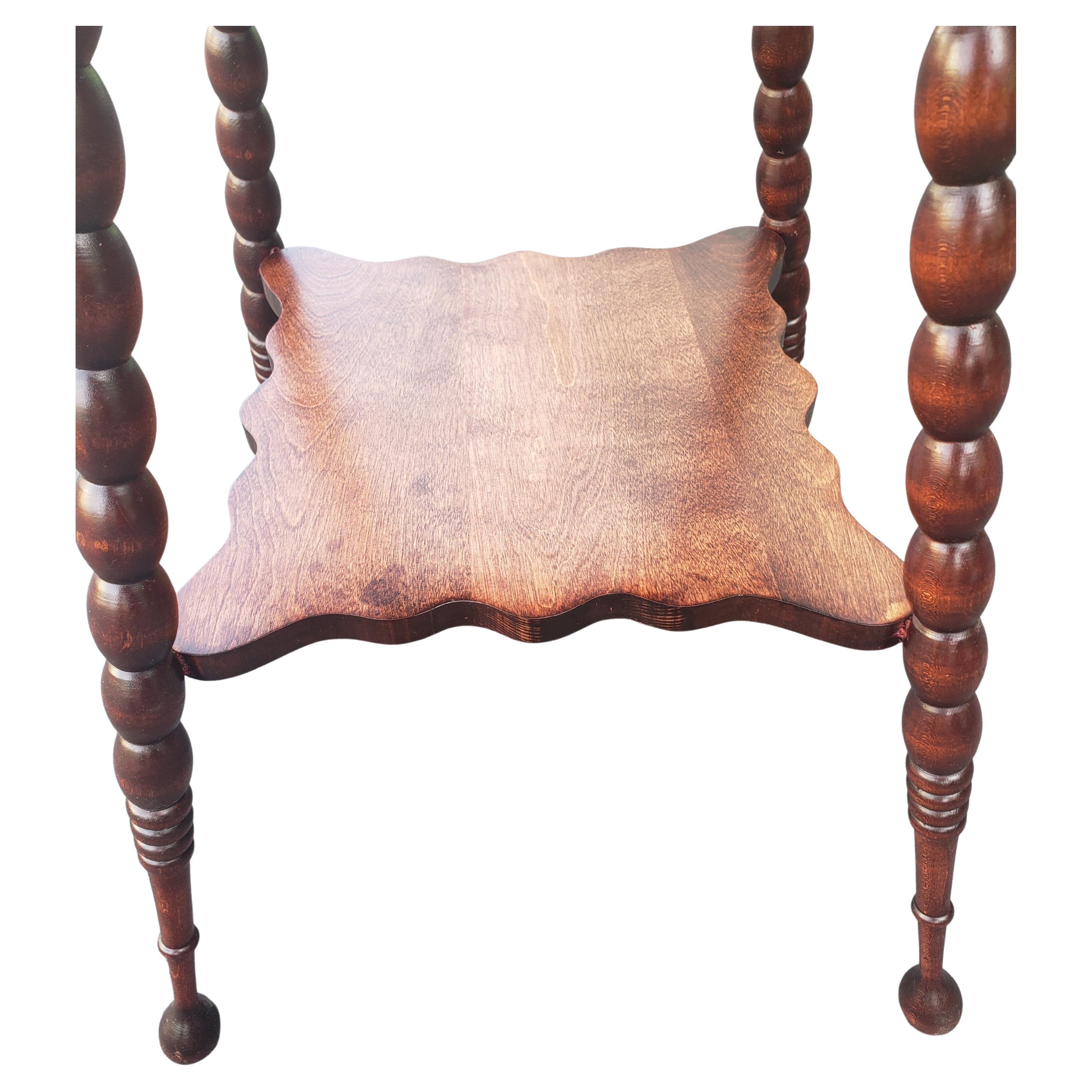 American Classical Solid Cherry Bobbing Legs Parlor, Occasional Table, C 1940s 2