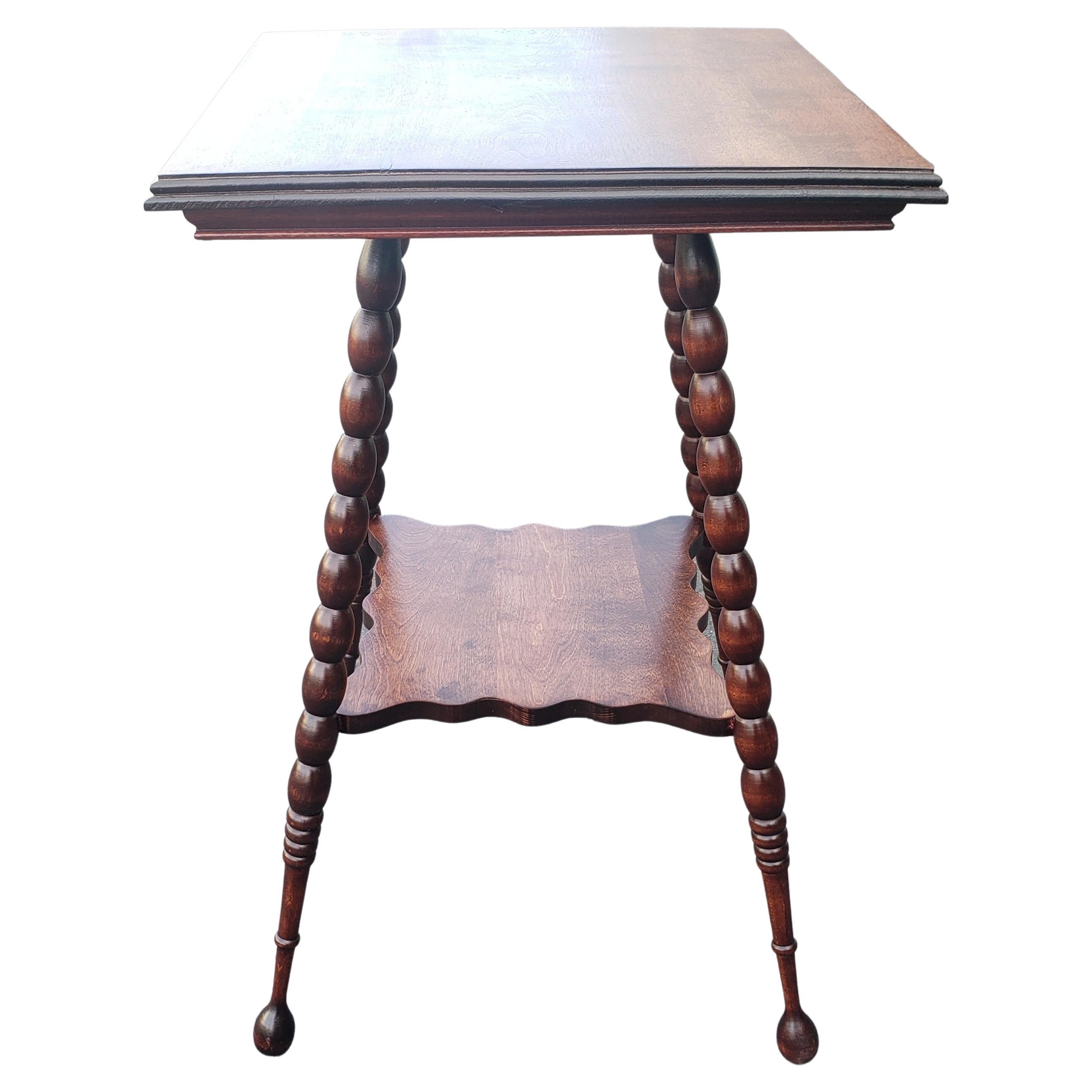 American Classical Solid Cherry Bobbing Legs Parlor, Occasional Table, C 1940s 3