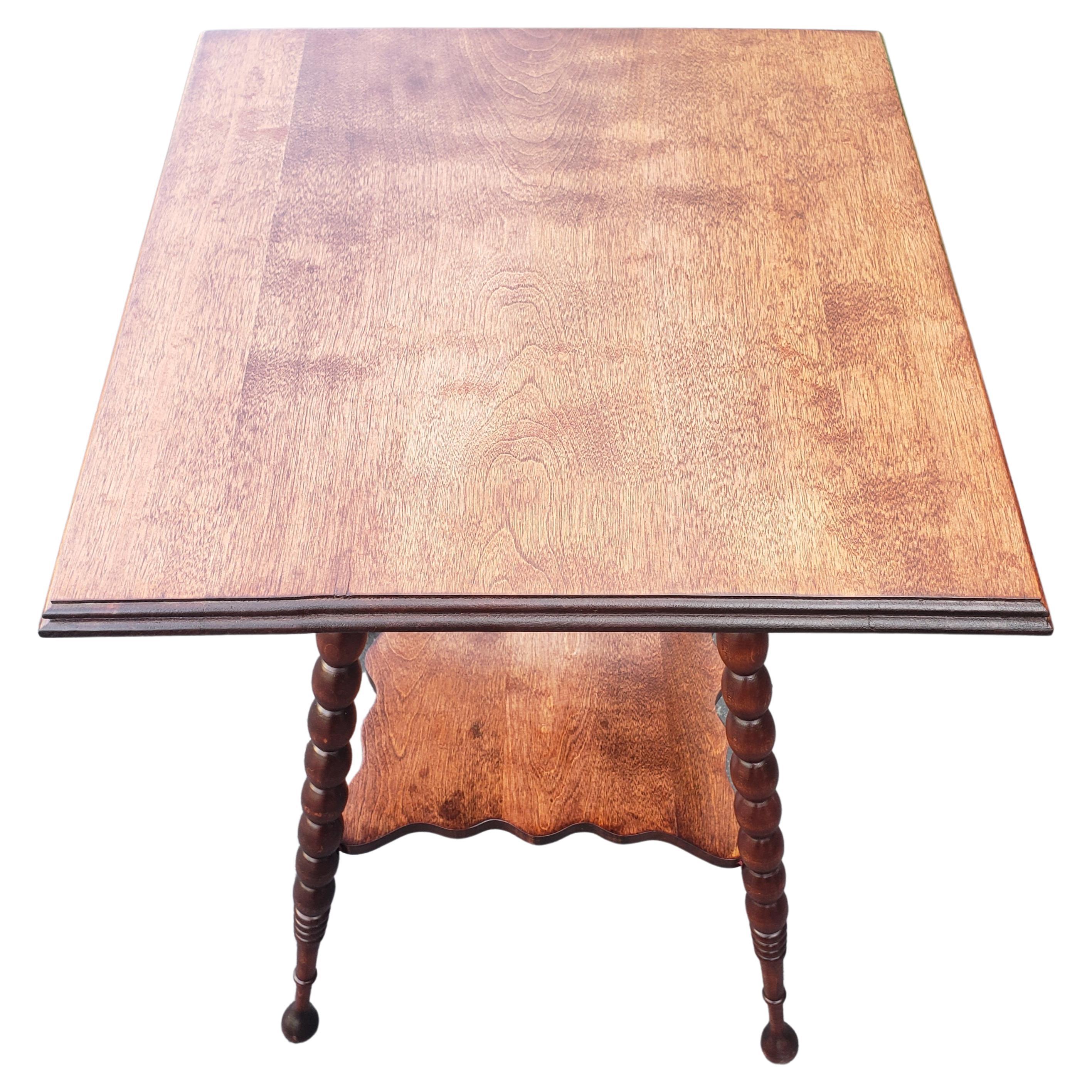 American Classical Solid Cherry Bobbing Legs Parlor, Occasional Table, C 1940s 4