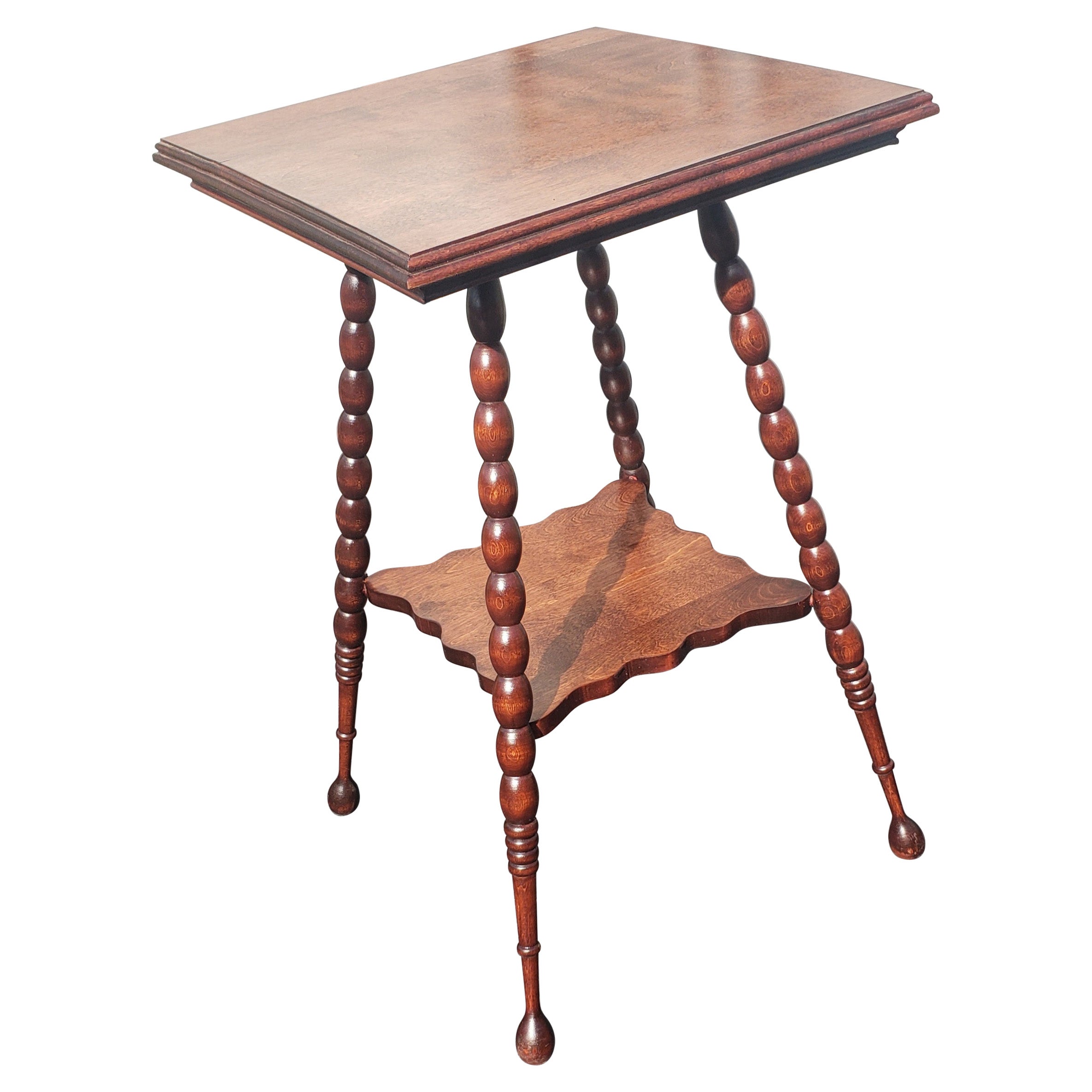 American Classical Solid Cherry Bobbing Legs Parlor, Occasional Table, C 1940s