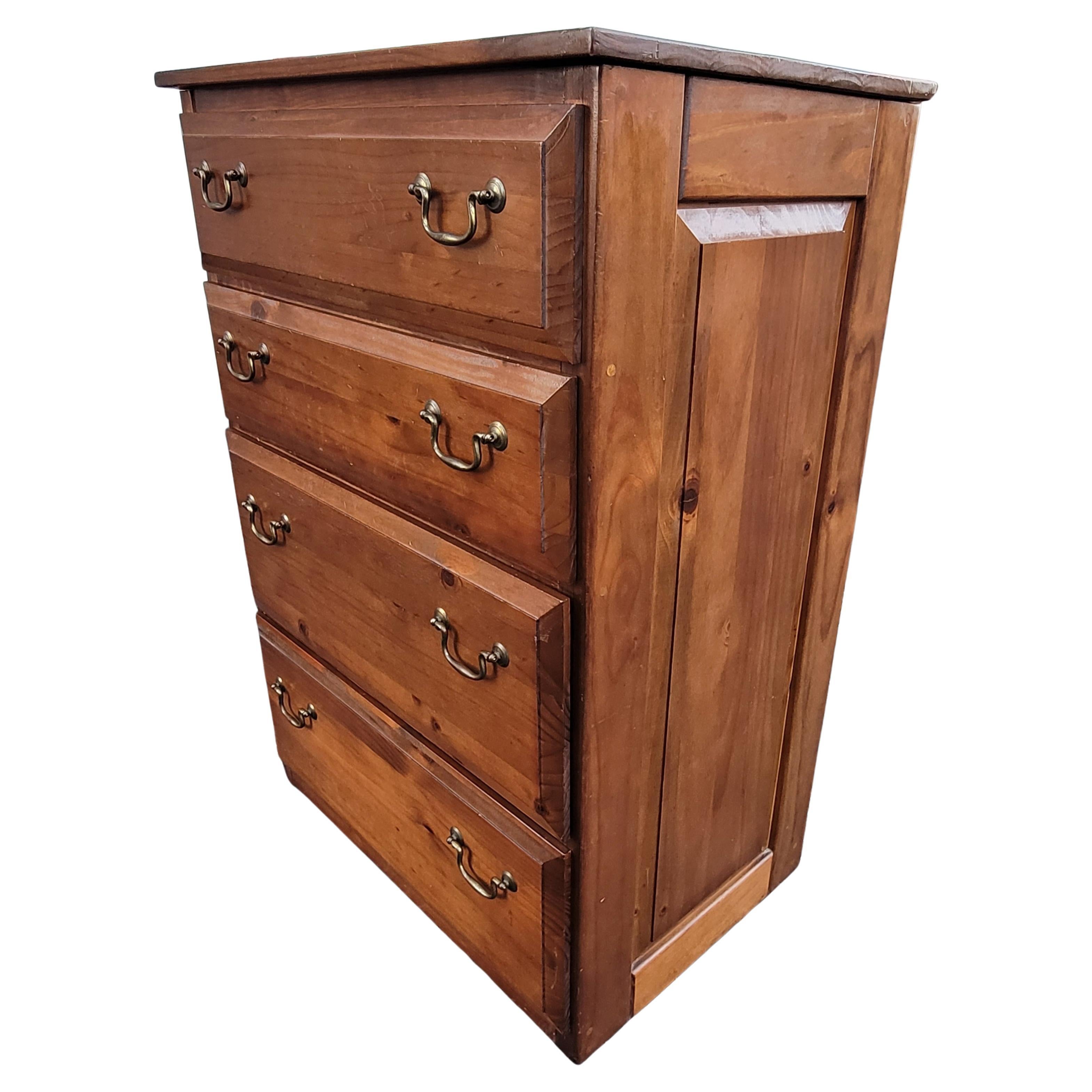 Woodwork American Classical Solid Pine with Panelized Sides Chest of Drawers For Sale