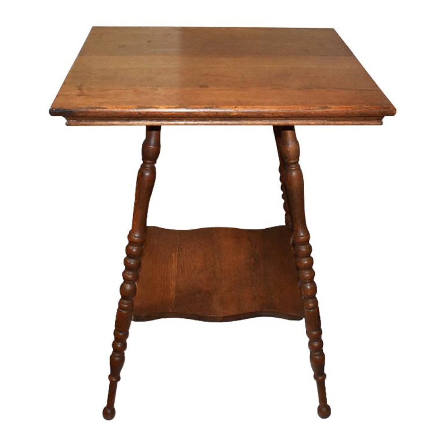 American Classical Wood Bobbin Leg 2-Tier Turned Leg Side Table, 19th  Century For Sale at 1stDibs