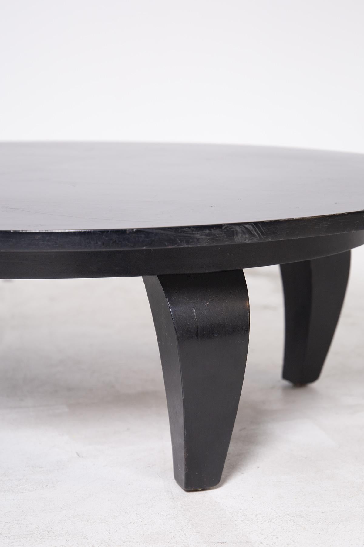 American Classical American Coffee Table in Black Wood, 1950s For Sale