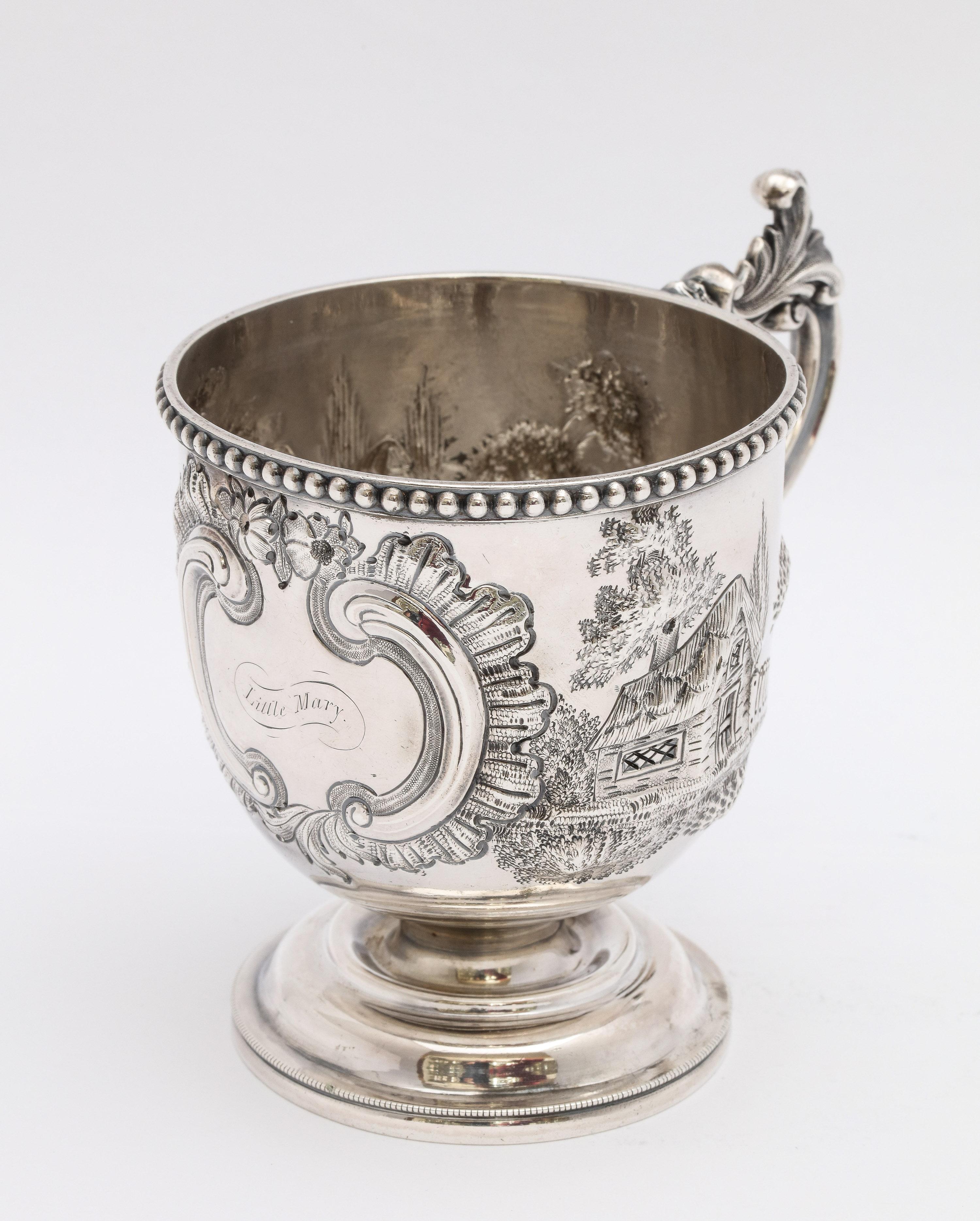Mid-19th Century American Coin Silver '.900' Cup/Mug on Pedestal Base by Bailey & Co. For Sale