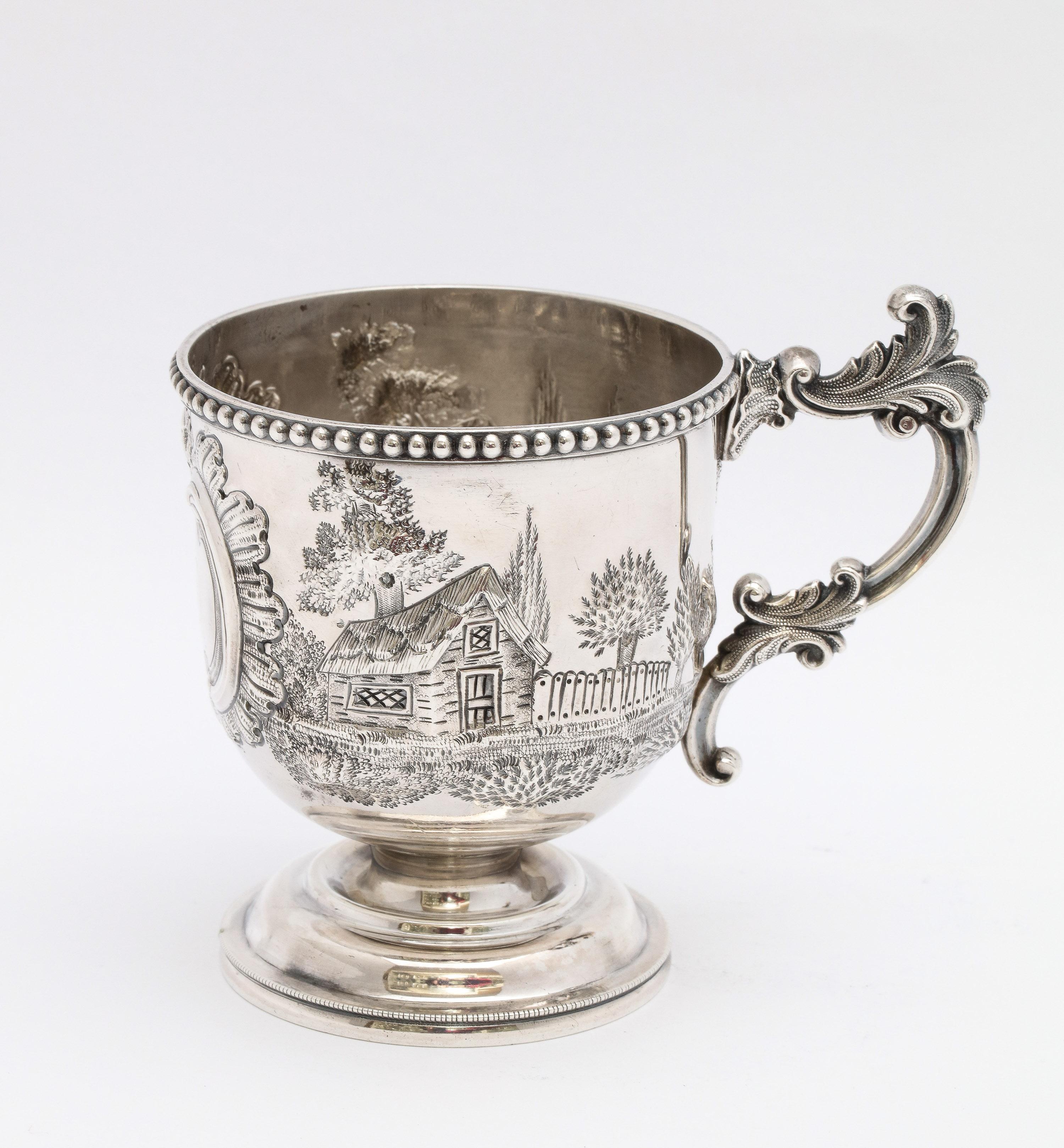 Sterling Silver American Coin Silver '.900' Cup/Mug on Pedestal Base by Bailey & Co. For Sale