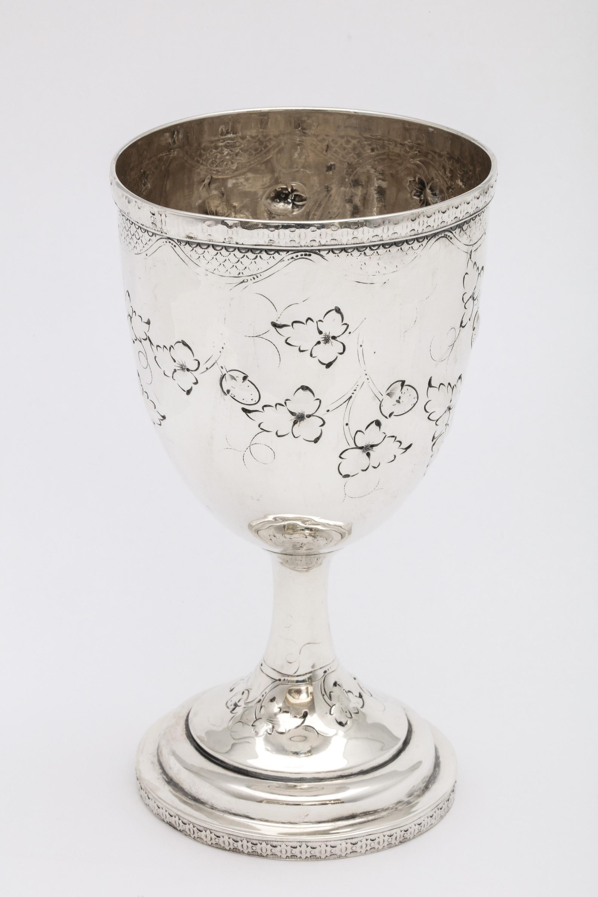 American Coin Silver '.900' Goblet by Peter L. Krider In Good Condition For Sale In New York, NY
