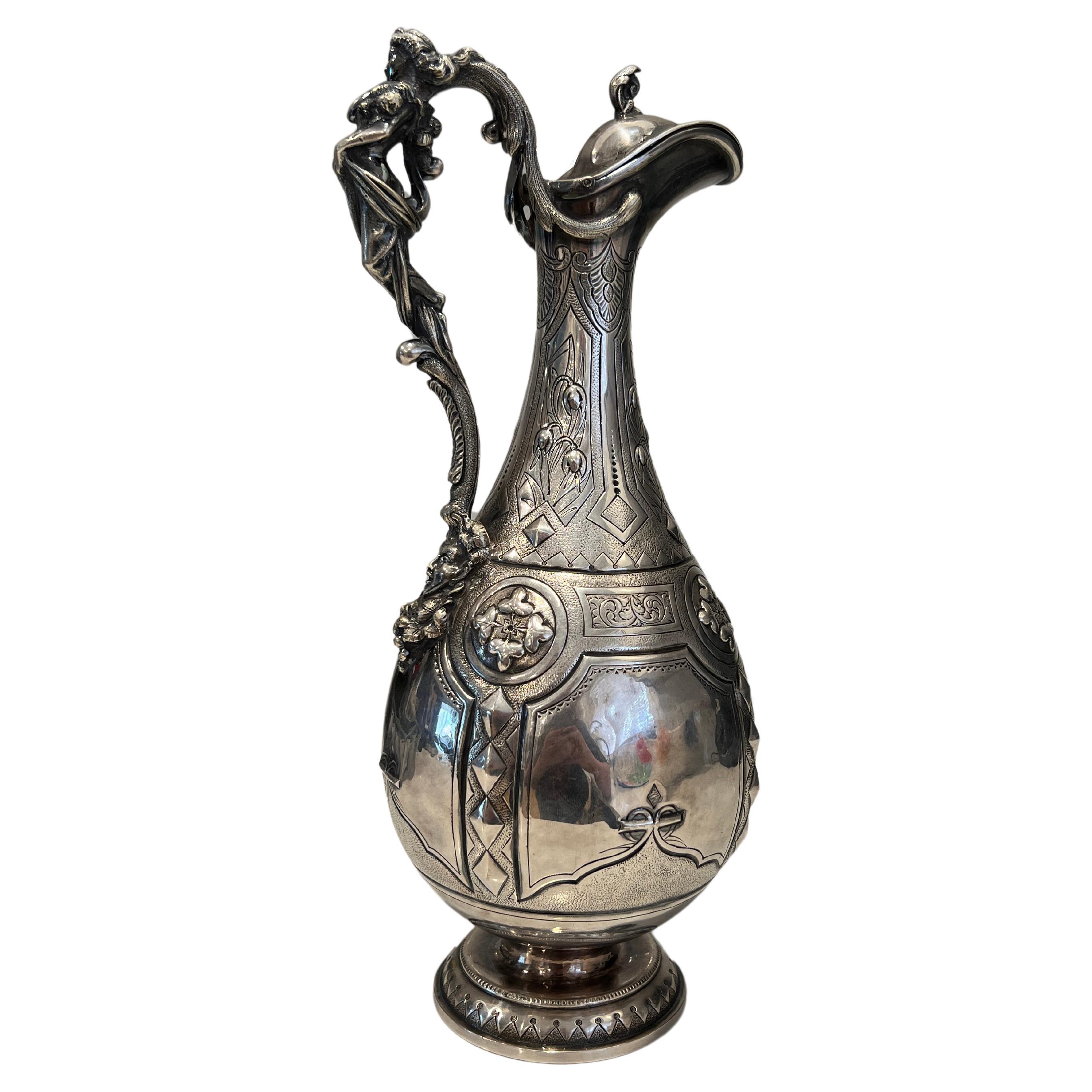 American Coin Silver Balmain Regatta "Gardiner Cup" Ewer Circa 1875