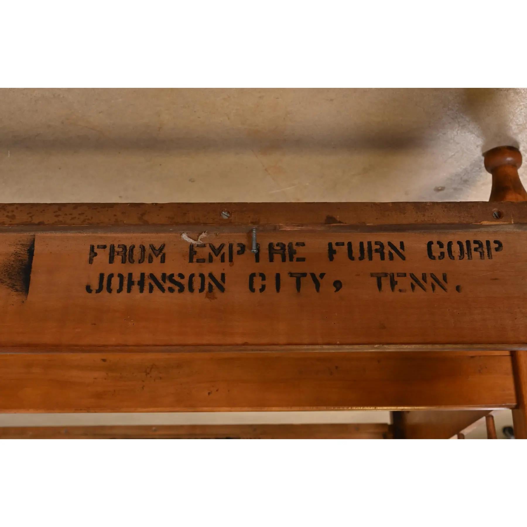 American Colonial Carved Cherry Wood Twin Size Spindle Beds by Empire Furniture For Sale 6