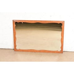 American Colonial Carved Maple Framed Wall Mirror, 1970s