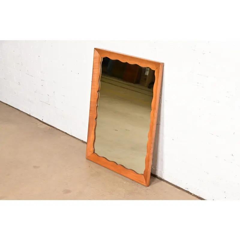 Late 20th Century American Colonial Carved Maple Framed Wall Mirror, Circa 1970s For Sale
