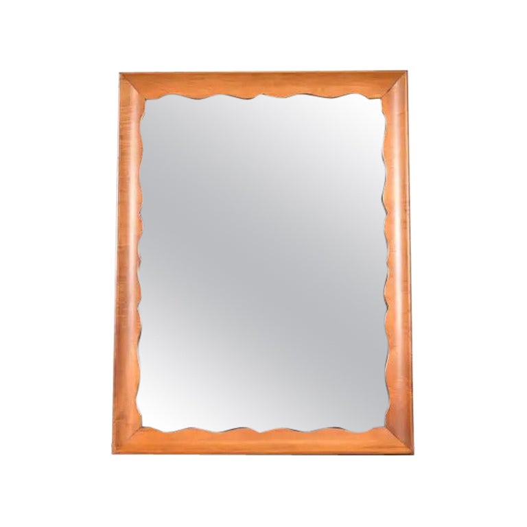 American Colonial Carved Maple Framed Wall Mirror, Circa 1970s For Sale