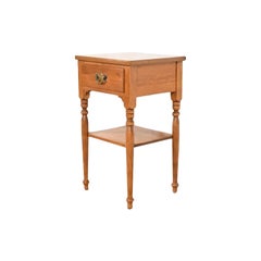 American Colonial Carved Solid Maple End Table or Nightstand, 1970s