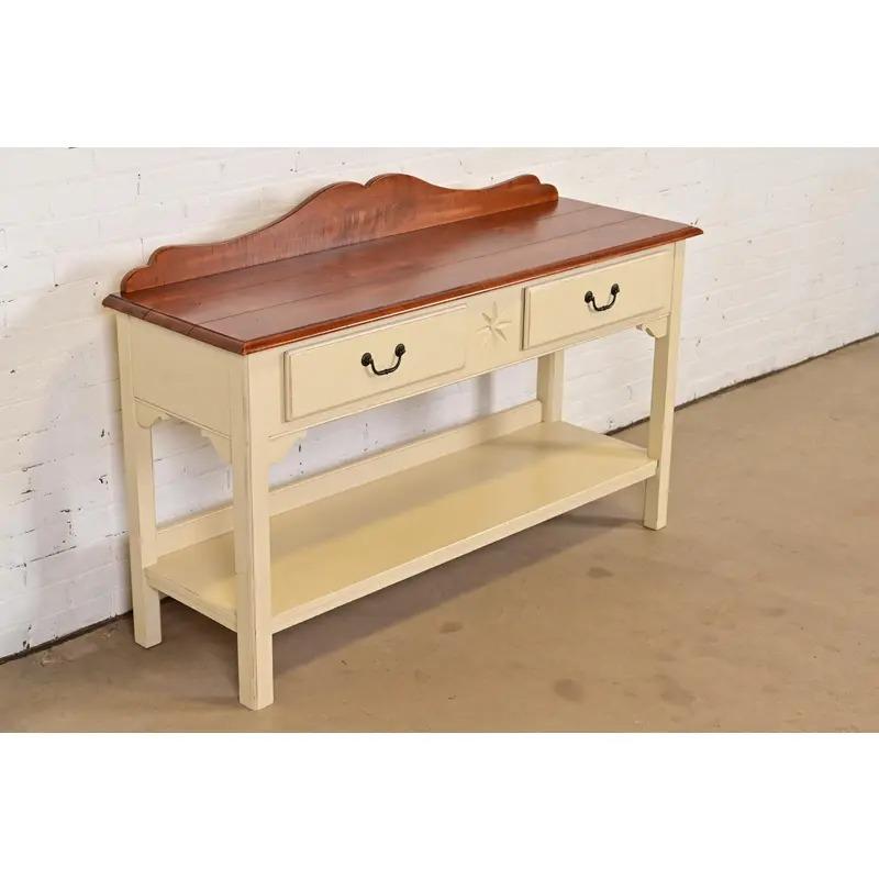 Brass American Colonial Maple Sideboard Buffet Server or Console Table For Sale