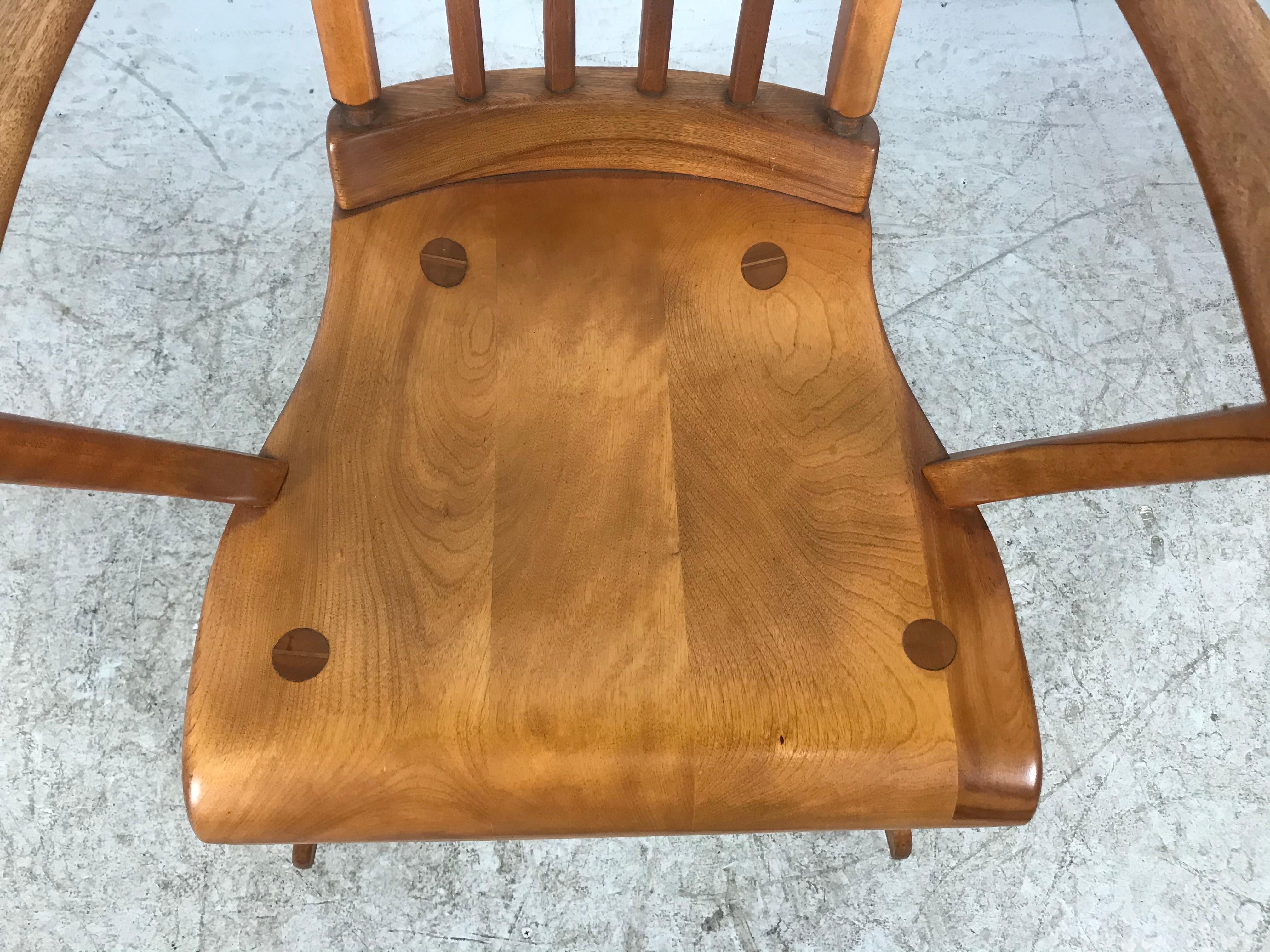 American Colonial Modernist Solid Maple Rocking Chair, Attrib Sikes Chair Co 5