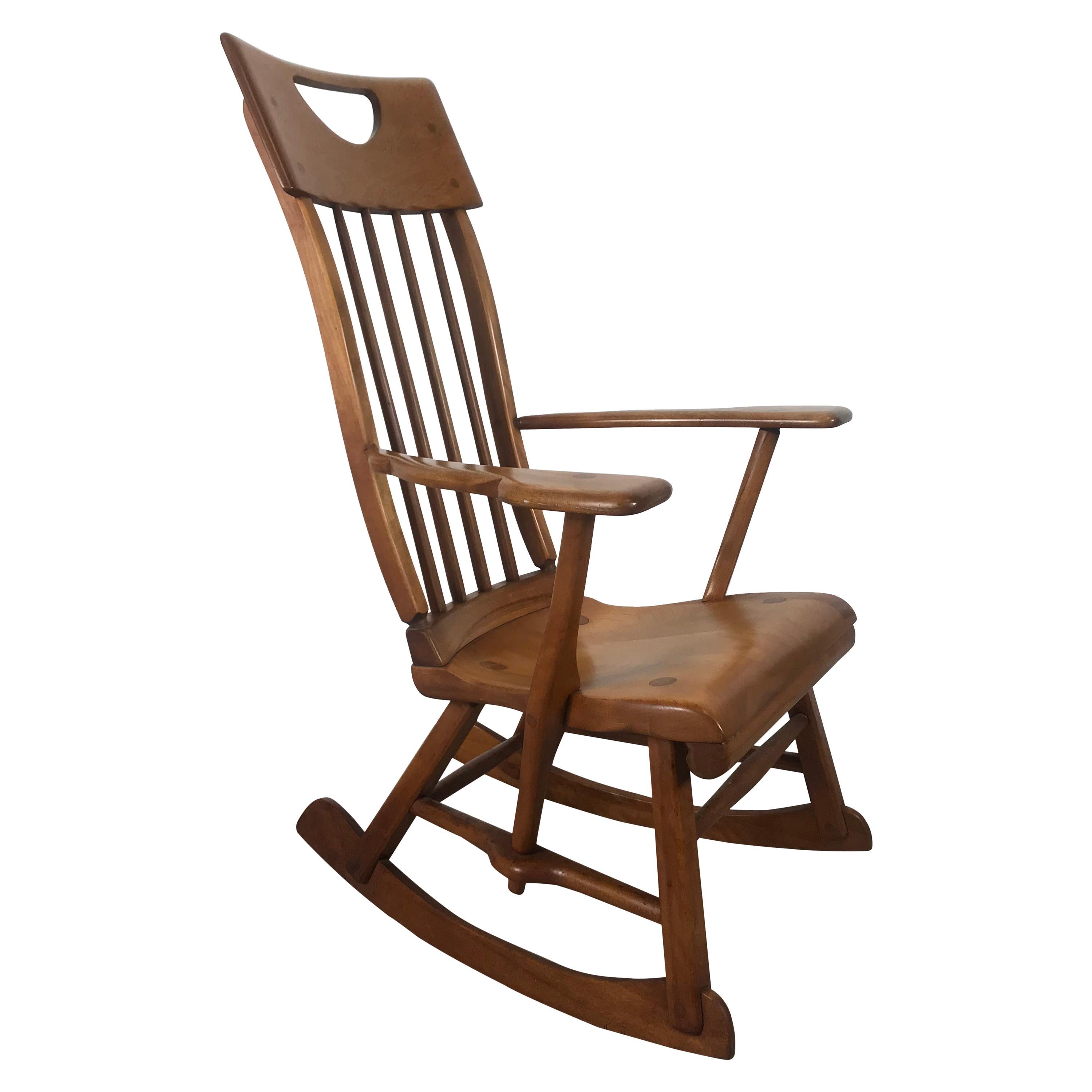 American Colonial Modernist Solid Maple Rocking Chair, Attrib Sikes Chair Co  at 1stDibs | sikes rocking chair, american rocking chair company, colonial  rocking chair