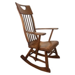 American Colonial Modernist Solid Maple Rocking Chair, Attrib Sikes Chair Co