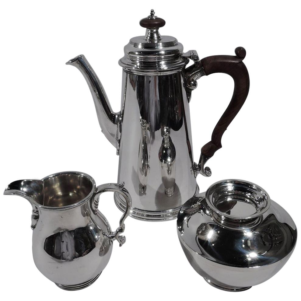 American Colonial Revival 3-Piece Sterling Silver Coffee Set by Georg Jensen USA