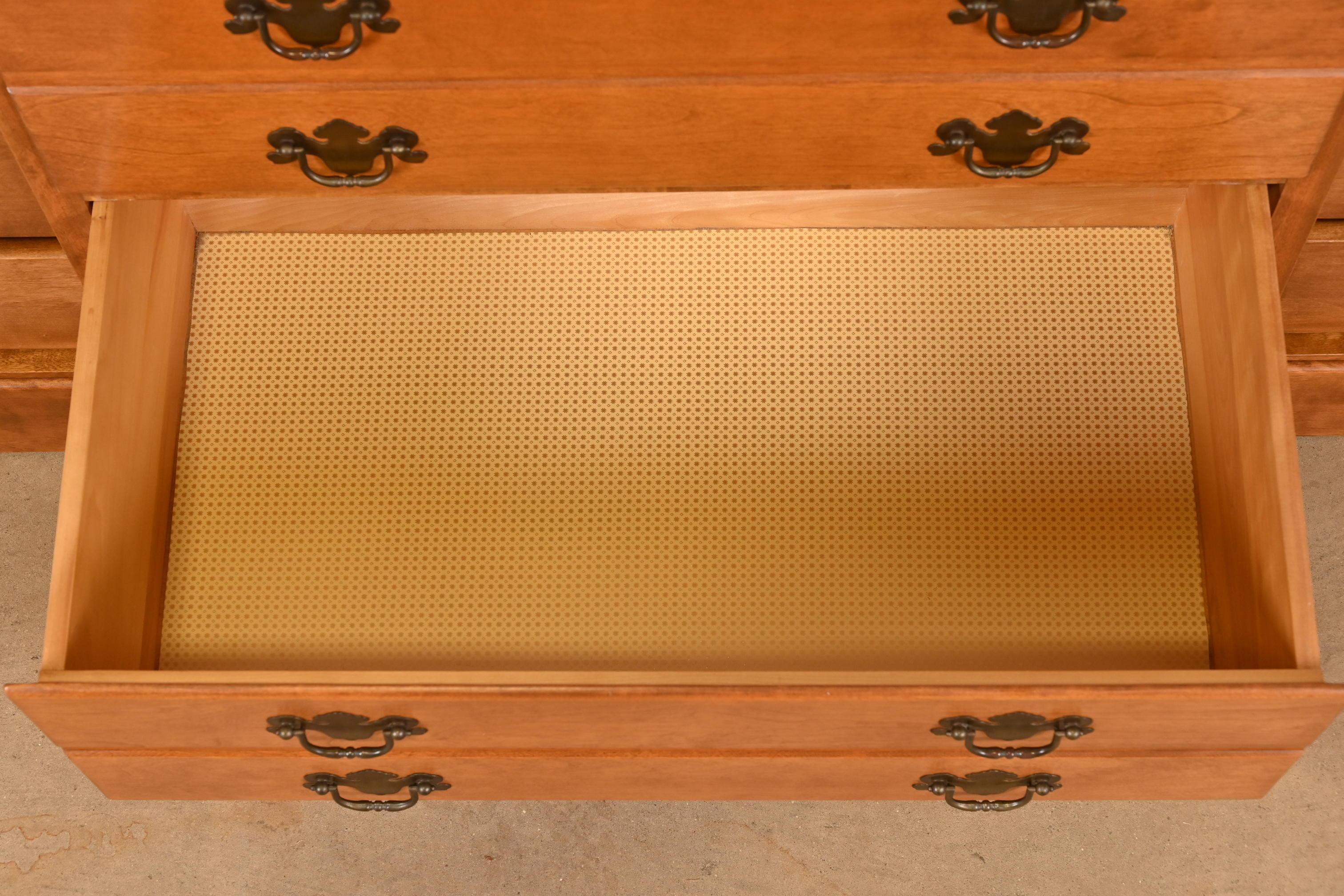 American Colonial Solid Maple Eleven-Drawer Dresser or Credenza, 1970s For Sale 2