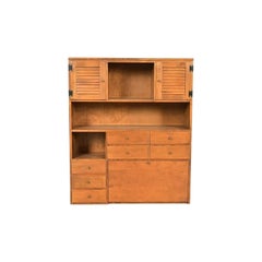American Colonial Solid Maple Secretary Desk Hutch Top or Wall Unit, Circa 1970s