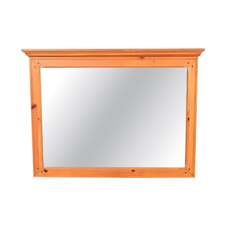 American Colonial Solid Pine Framed Wall Mirror For Sale