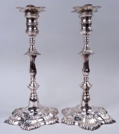 American Colonial Sterling Silver Candlesticks After Myer Myers